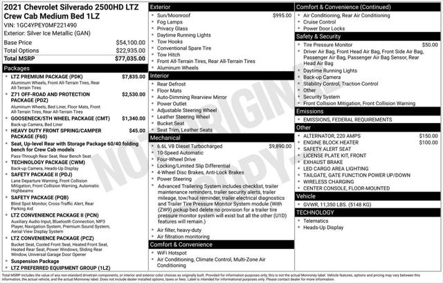 2021 Chevrolet Silverado 2500HD 4WD Crew Cab Standard Bed LTZ