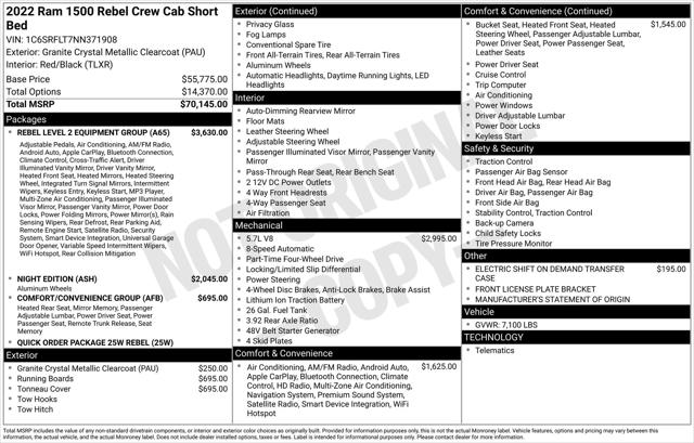 2022 RAM 1500 Rebel Crew Cab 4x4 57 Box