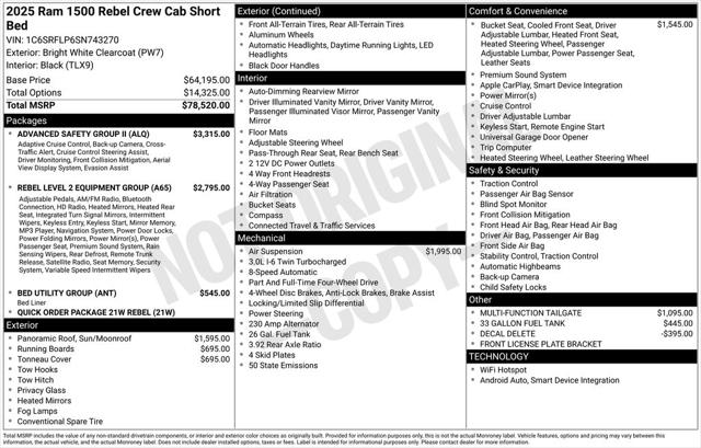 2025 RAM Ram 1500 RAM 1500 REBEL CREW CAB 4X4 57 BOX