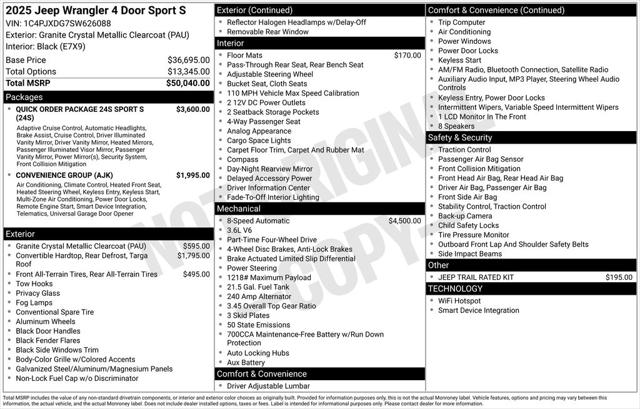 2025 Jeep Wrangler WRANGLER 4-DOOR SPORT S