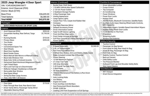2025 Jeep Wrangler WRANGLER 4-DOOR SPORT