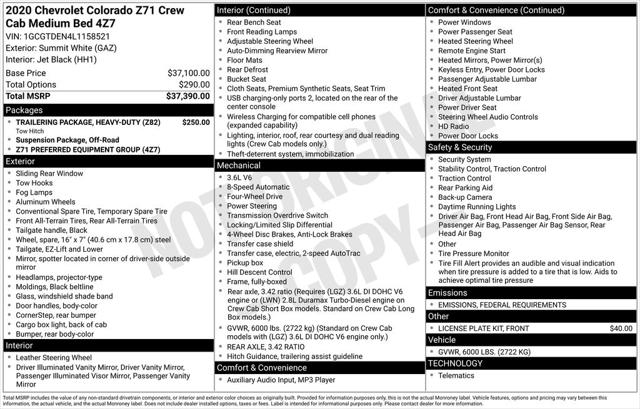 2020 Chevrolet Colorado 4WD Crew Cab Short Box Z71