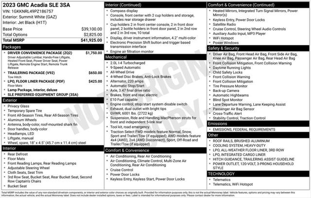 2023 GMC Acadia AWD SLE