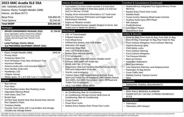 2023 GMC Acadia FWD SLE