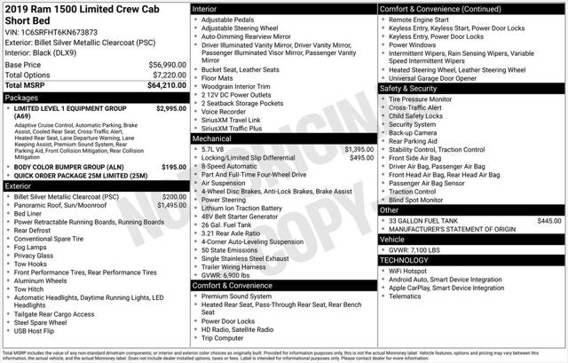 2019 RAM 1500 Limited Crew Cab 4x4 57 Box