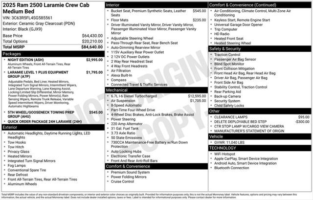 2025 RAM Ram 2500 RAM 2500 LARAMIE CREW CAB 4X4 64 BOX