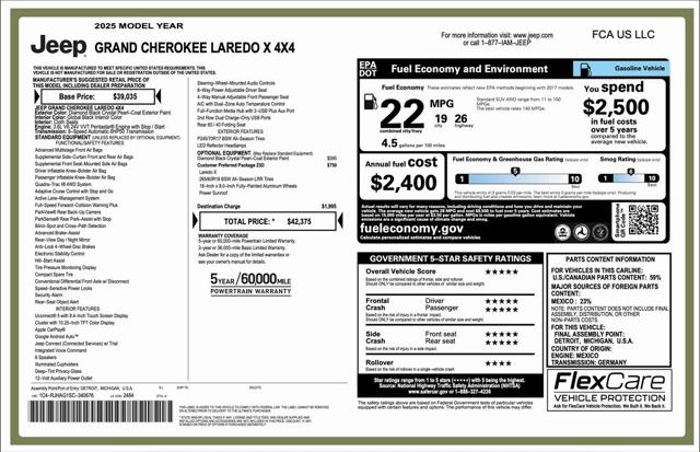 2025 Jeep Grand Cherokee GRAND CHEROKEE LAREDO X 4X4