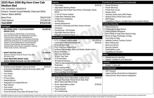 2025 RAM Ram 2500 RAM 2500 BIG HORN CREW CAB 4X4 64 BOX