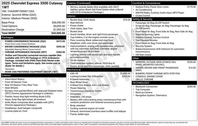 2025 Chevrolet Express Cutaway Work Van