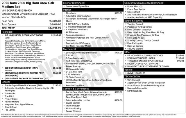 2025 RAM Ram 2500 RAM 2500 BIG HORN CREW CAB 4X4 64 BOX 2025 RAM Ram 2500 RAM 2500 BIG HORN CREW CAB 4X4 64 BOX