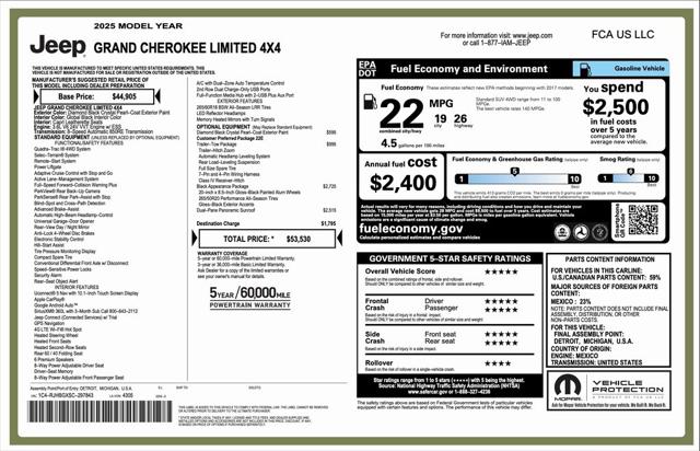 2025 Jeep Grand Cherokee GRAND CHEROKEE LIMITED 4X4