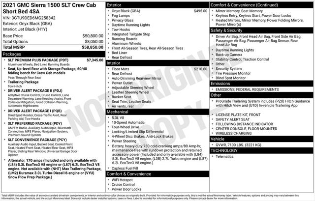 2021 GMC Sierra 1500 4WD Crew Cab Short Box SLT
