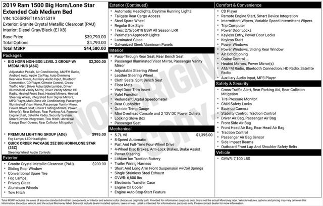 2019 RAM 1500 Big Horn/Lone Star Quad Cab 4x4 64 Box