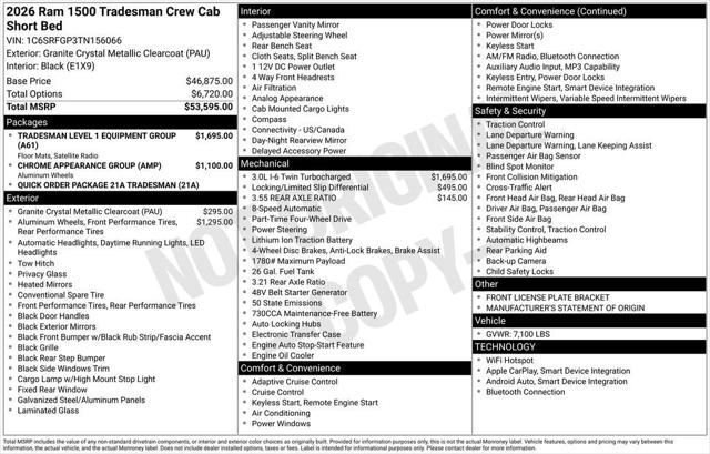2026 Ram 1500 Tradesman Crew Cab 4x4 5'7" Box