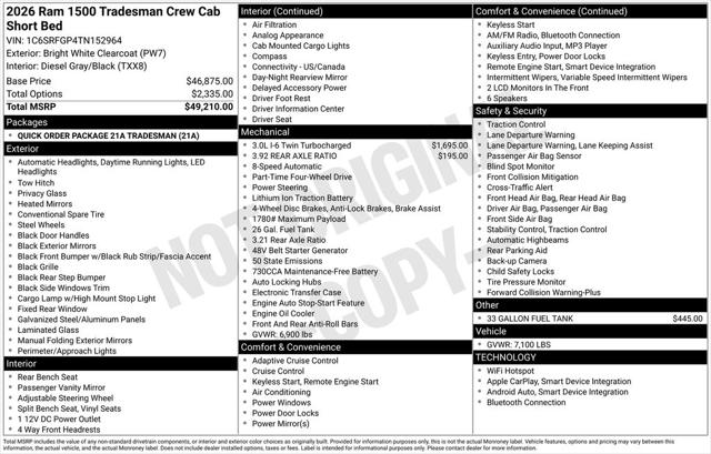 2026 RAM Ram 1500 RAM 1500 TRADESMAN CREW CAB 4X4 57 BOX