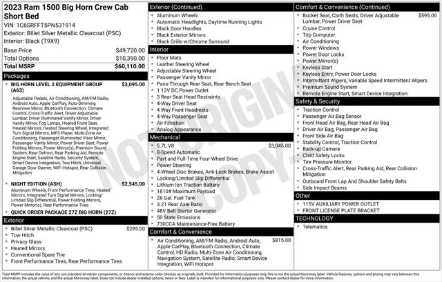 2023 RAM 1500 Big Horn Crew Cab 4x4 57 Box