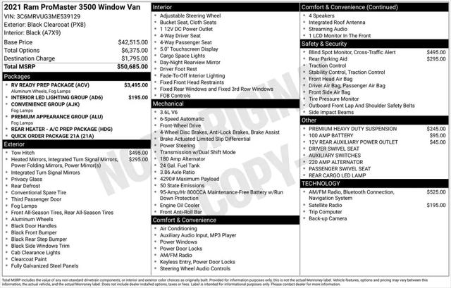2021 Ram ProMaster Window Van High Roof 159" WB EXT