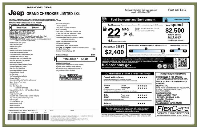 2025 Jeep Grand Cherokee GRAND CHEROKEE LIMITED 4X4 2025 Jeep Grand Cherokee GRAND CHEROKEE LIMITED 4X4