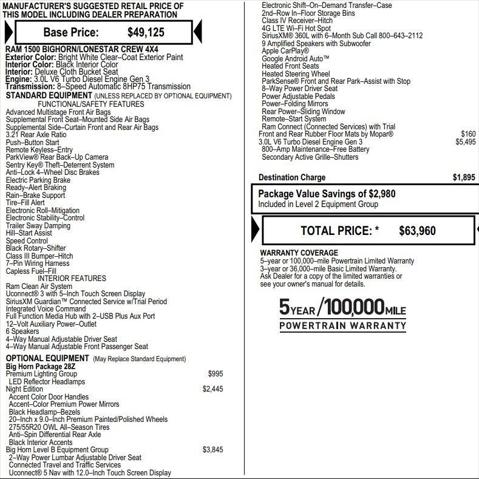 2023 RAM 1500 Big Horn Crew Cab 4x4 57 Box