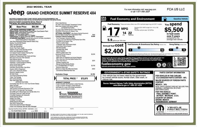 2022 Jeep Grand Cherokee Summit Reserve 4x4