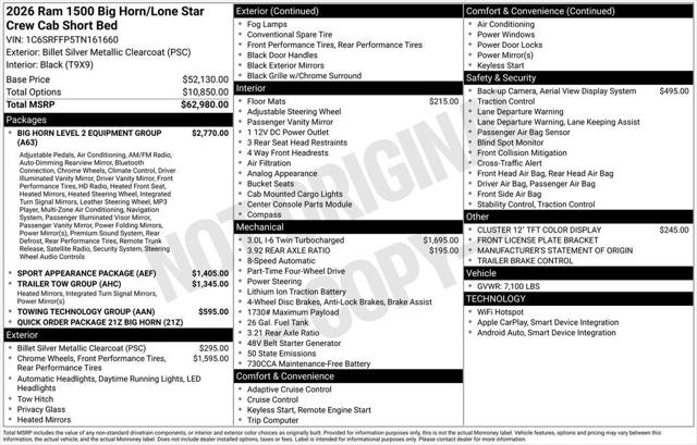 2026 RAM Ram 1500 RAM 1500 BIG HORN CREW CAB 4X4 57 BOX 2026 RAM Ram 1500 RAM 1500 BIG HORN CREW CAB 4X4 57 BOX