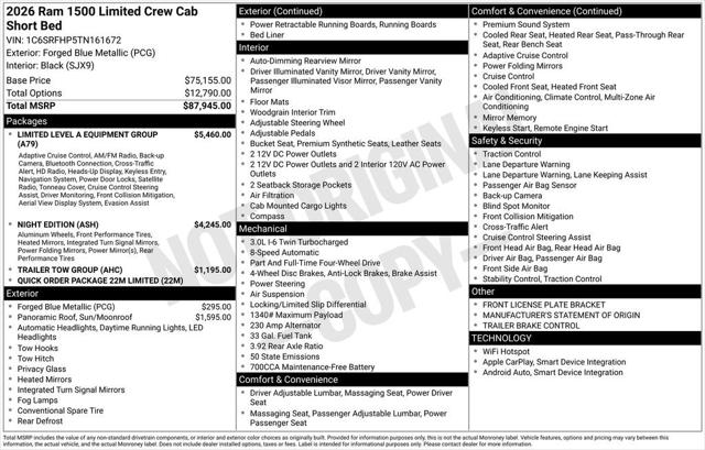 2026 RAM Ram 1500 RAM 1500 LIMITED CREW CAB 4X4 57 BOX