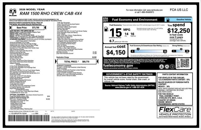 2026 RAM Ram 1500 RAM 1500 RHO CREW CAB 4X4 57 BOX