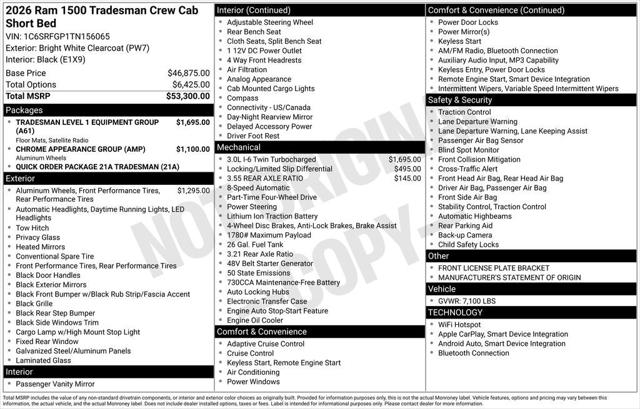 2026 Ram 1500 Tradesman Crew Cab 4x4 5'7" Box