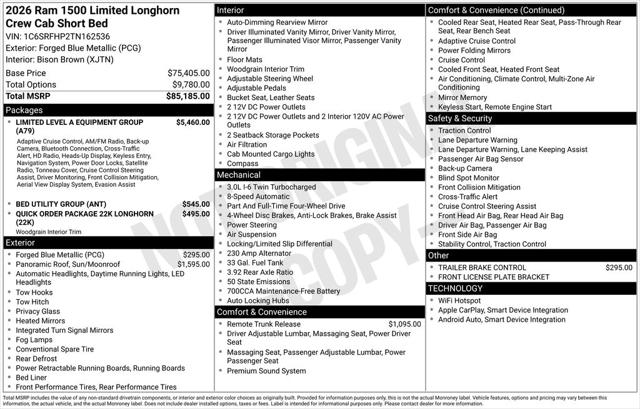 2026 RAM Ram 1500 RAM 1500 LIMITED LONGHORN CREW CAB 4X4 57 BOX 2026 RAM Ram 1500 RAM 1500 LIMITED LONGHORN CREW CAB 4X4 57 BOX