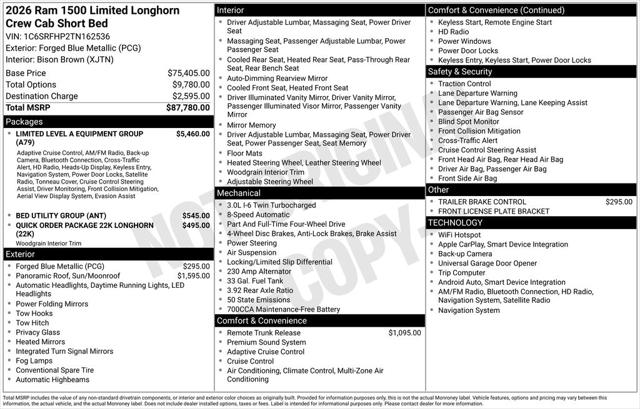 2026 RAM Ram 1500 RAM 1500 LIMITED LONGHORN CREW CAB 4X4 57 BOX
