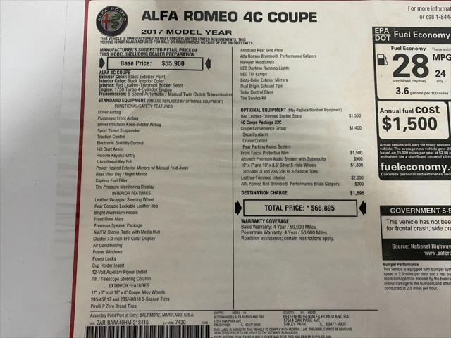 2017 Alfa Romeo 4C Coupe