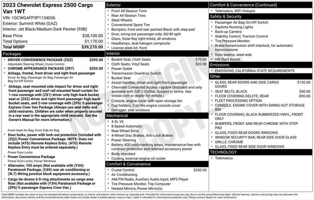 2023 Chevrolet Express Cargo RWD 2500 Regular Wheelbase WT