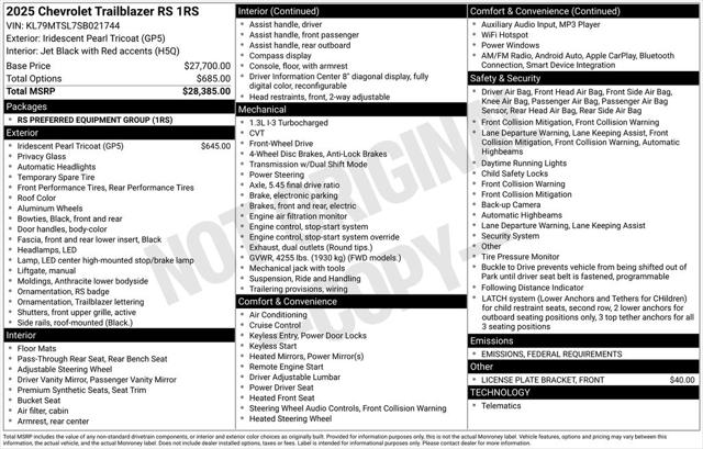 2025 Chevrolet Trailblazer FWD RS