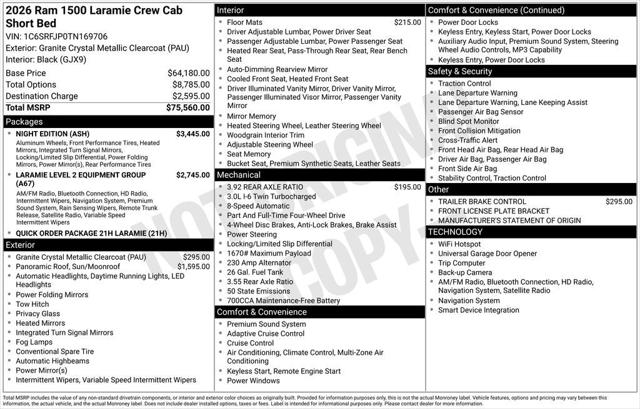 2026 RAM Ram 1500 RAM 1500 LARAMIE CREW CAB 4X4 57 BOX