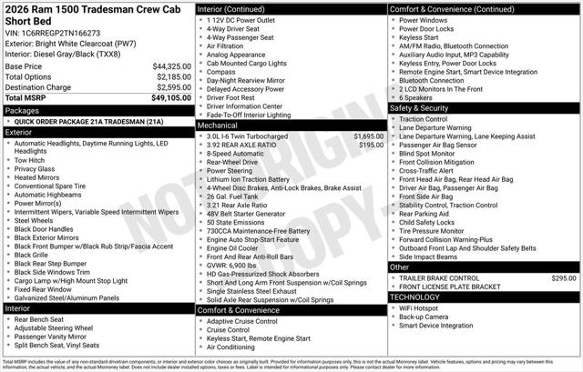 2026 RAM Ram 1500 RAM 1500 TRADESMAN CREW CAB 4X2 57 BOX