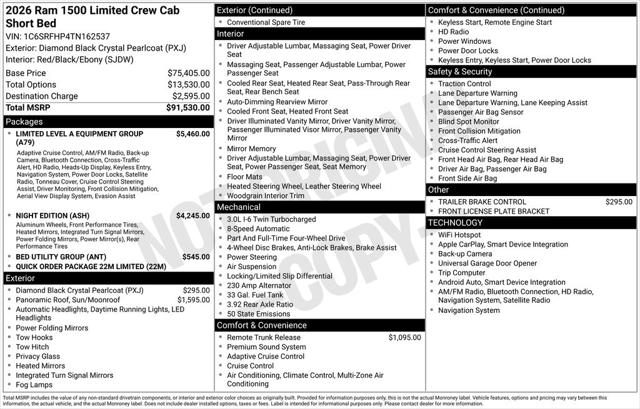 2026 RAM Ram 1500 RAM 1500 LIMITED CREW CAB 4X4 57 BOX