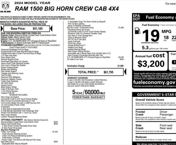 2024 RAM 1500 Big Horn Crew Cab 4x4 57 Box