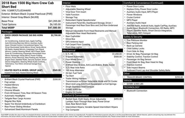 2018 RAM 1500 Big Horn Crew Cab 4x4 57 Box