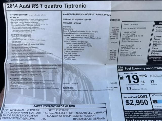 2014 Audi RS 7 4.0T Prestige