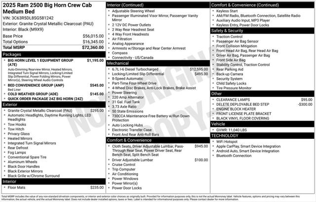 2025 RAM Ram 2500 RAM 2500 BIG HORN CREW CAB 4X4 64 BOX