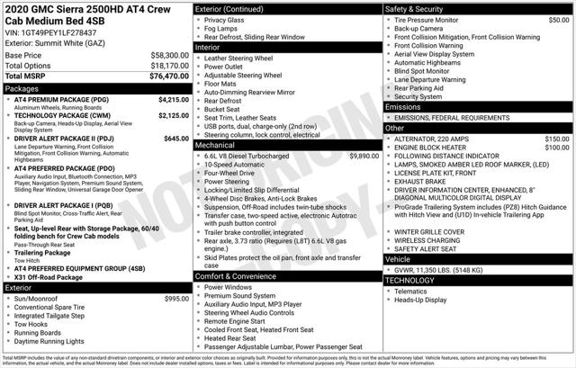 2020 GMC Sierra 2500HD 4WD Crew Cab Standard Bed AT4