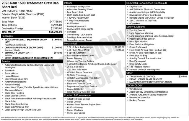 2026 RAM Ram 1500 RAM 1500 TRADESMAN CREW CAB 4X4 57 BOX 2026 RAM Ram 1500 RAM 1500 TRADESMAN CREW CAB 4X4 57 BOX