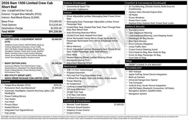 2026 RAM Ram 1500 RAM 1500 LIMITED CREW CAB 4X4 57 BOX