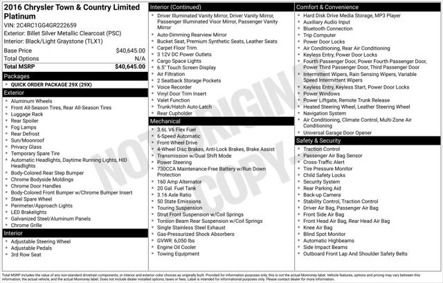 2016 Chrysler Town and Country Limited Platinum