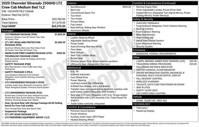 2020 Chevrolet Silverado 2500HD 4WD Crew Cab Standard Bed LTZ