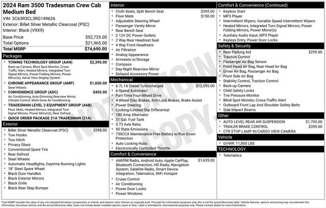 2024 RAM 3500 Tradesman Crew Cab 4x4 64 Box