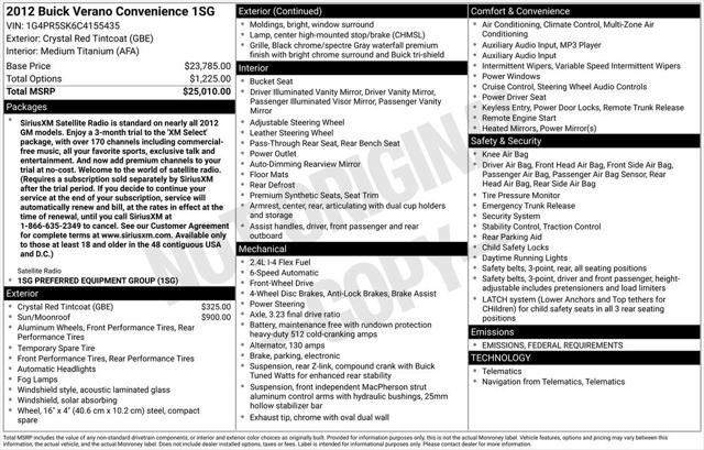 2012 Buick Verano Convenience Group