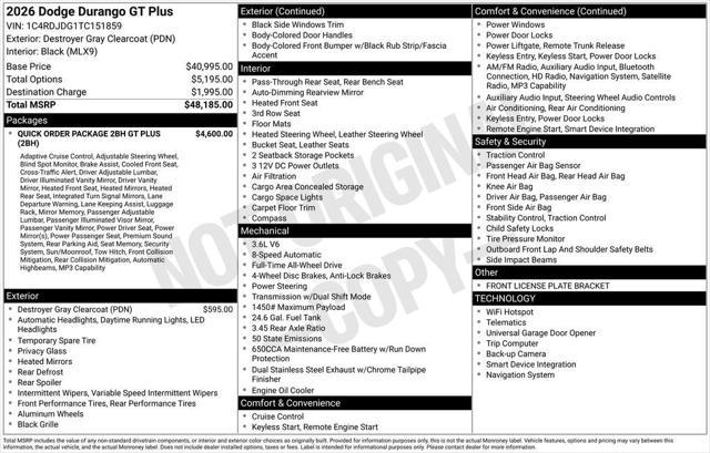 2026 Dodge Durango DURANGO GT PLUS AWD