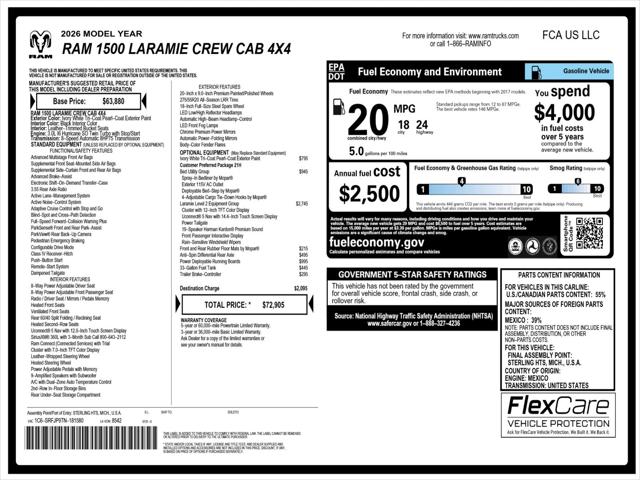 2026 RAM Ram 1500 RAM 1500 LARAMIE CREW CAB 4X4 57 BOX