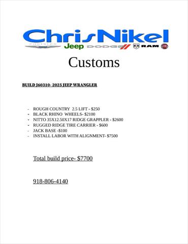 2025 Jeep Wrangler WRANGLER 4-DOOR WILLYS 2025 Jeep Wrangler WRANGLER 4-DOOR WILLYS